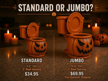 Halloween Toilet Bowl Pumpkin Candy Dish – Airbrushed Resin Jack-O’-Lantern Candy Holder – Spooky Fall Decor