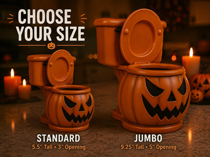 Halloween Toilet Bowl Pumpkin Candy Dish – Airbrushed Resin Jack-O’-Lantern Candy Holder – Spooky Fall Decor