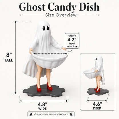Halloween Ghost Candy Dish – 3D Printed Resin Bowl with Wrapped Candy Display – Spooky Kitchen Décor, Trick-or-Treat Holder