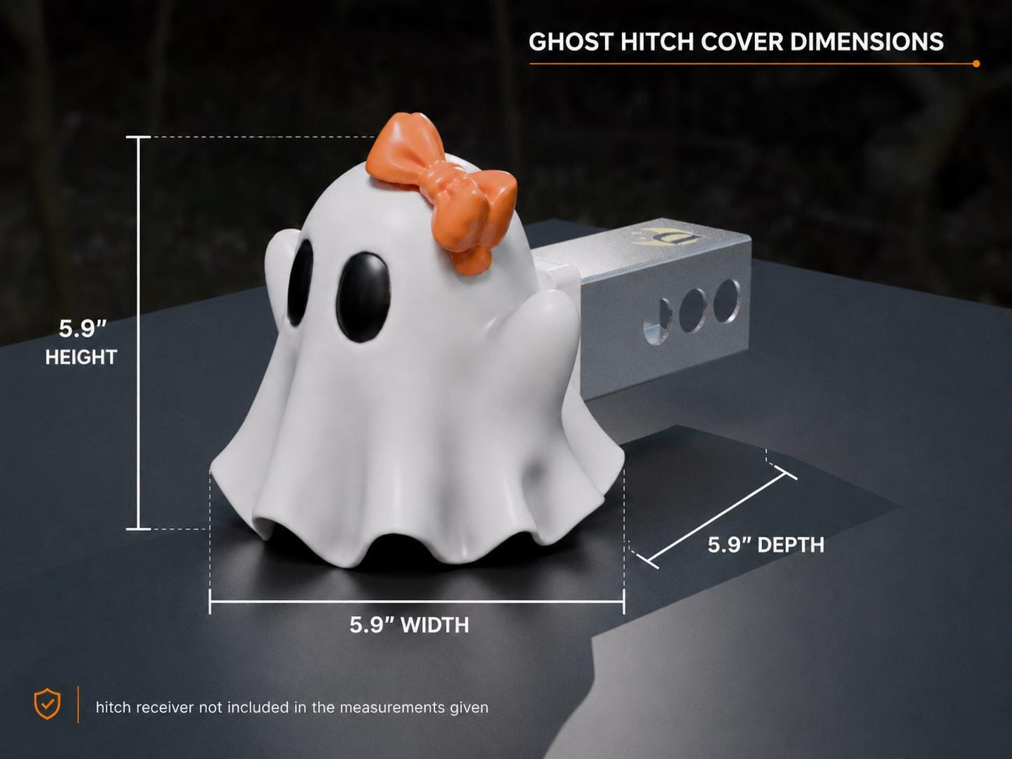 Boo With a Bow Halloween Ghost Hitch Cover