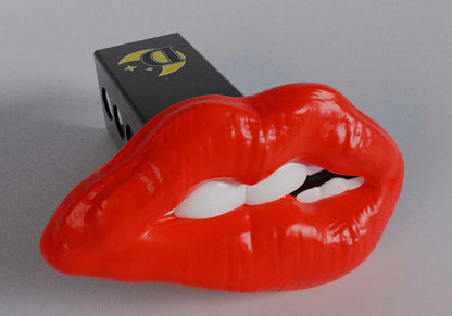 Full Red Lipstick Biting Lips Hitch Cover