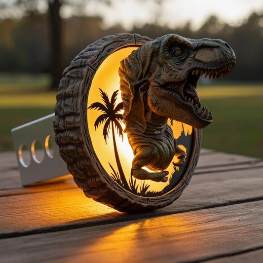 Hand painted LED T-Rex Hitch Cover Taillight | Dinosaur Trailer Hitch Plug | 2-Inch Receiver | Truck Accessory
