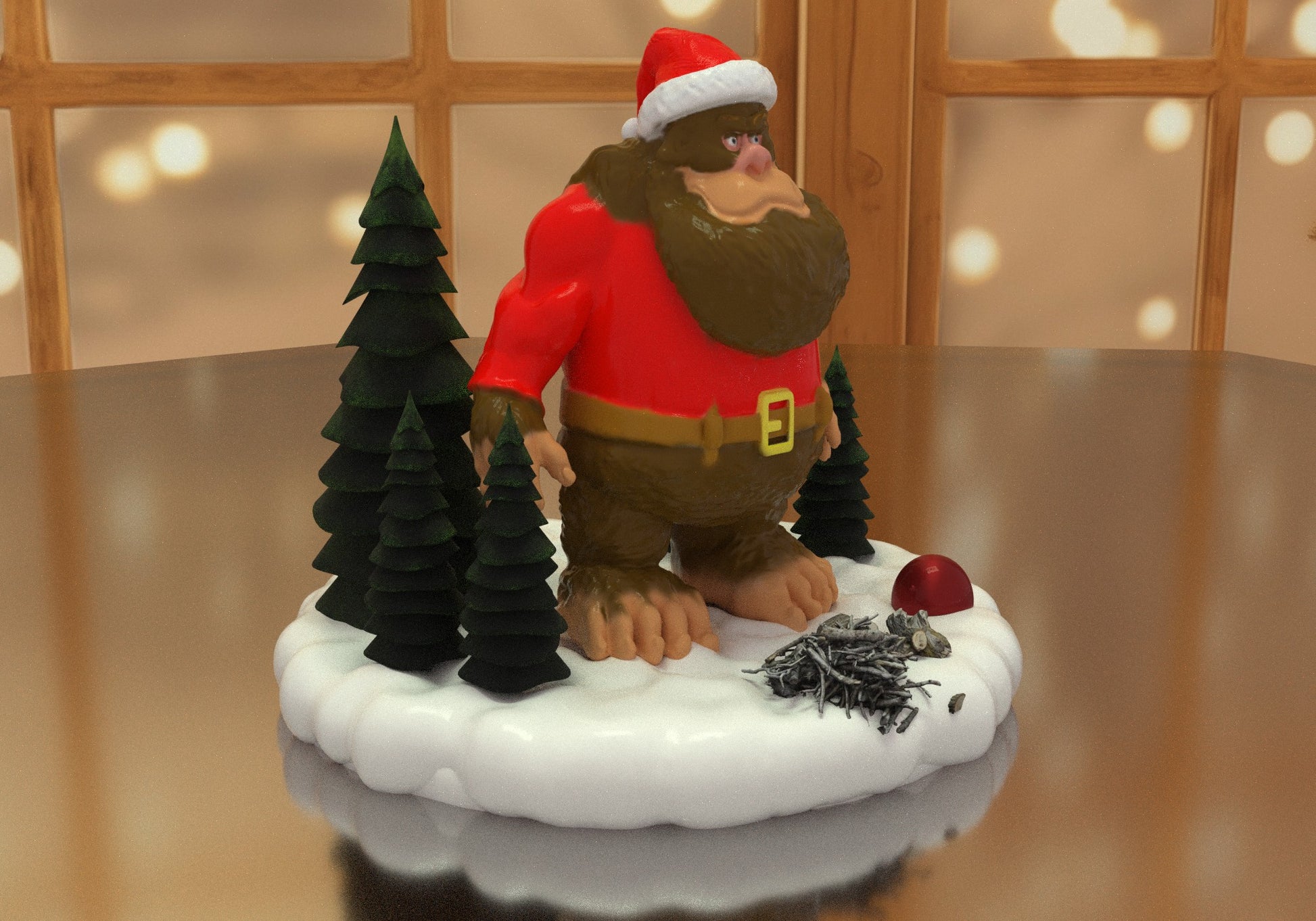a figurine of a man with a beard and a beard wearing a santa