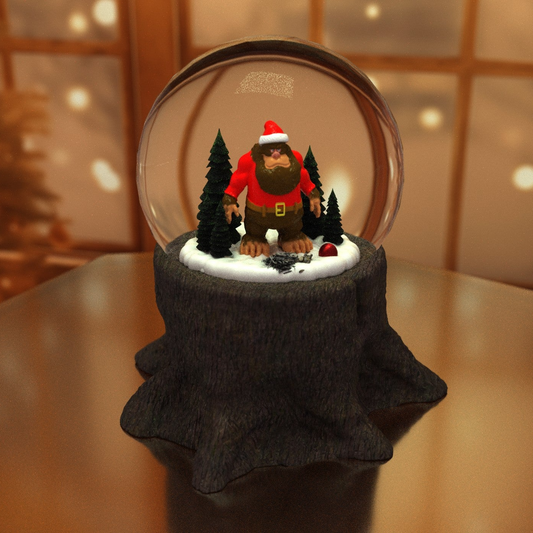 a snow globe with a santa clause on it