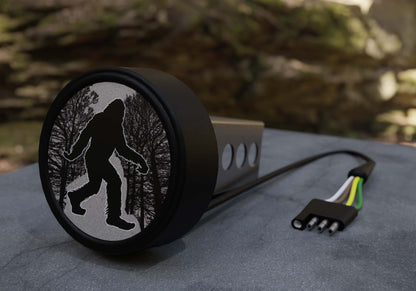 Bigfoot in the Woods Round LED Hitch Cover - Brake Light