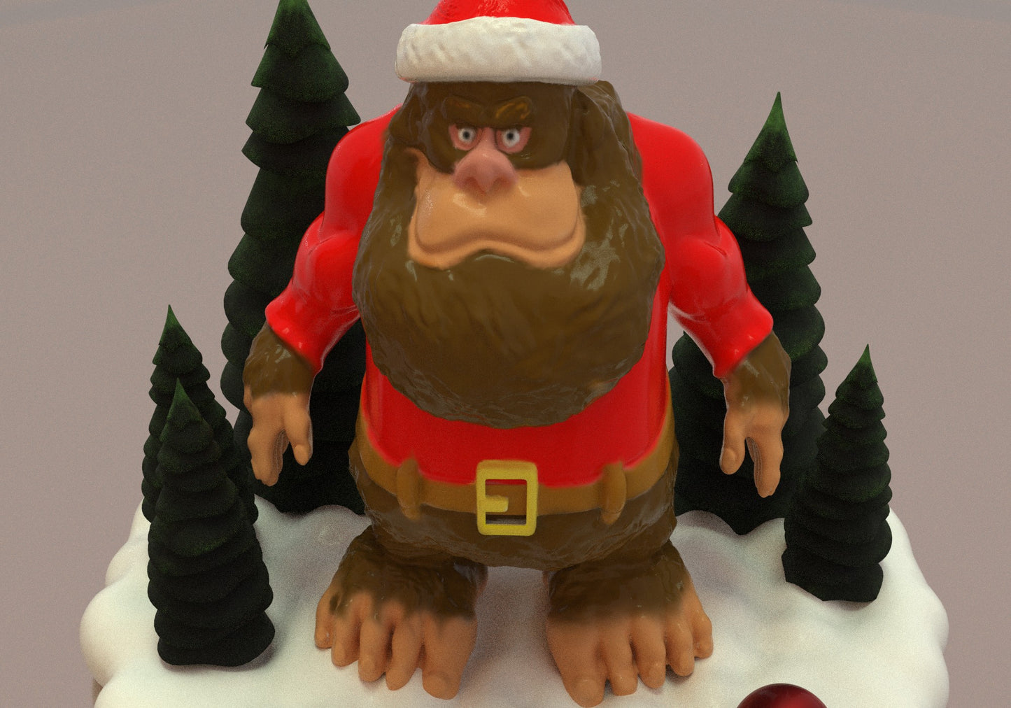a plastic figurine of a bear wearing a santa hat